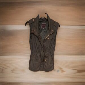 Holstark Womens LG Army Green Fur Lined Vest Drawstring Waist,  3 Pockets 157